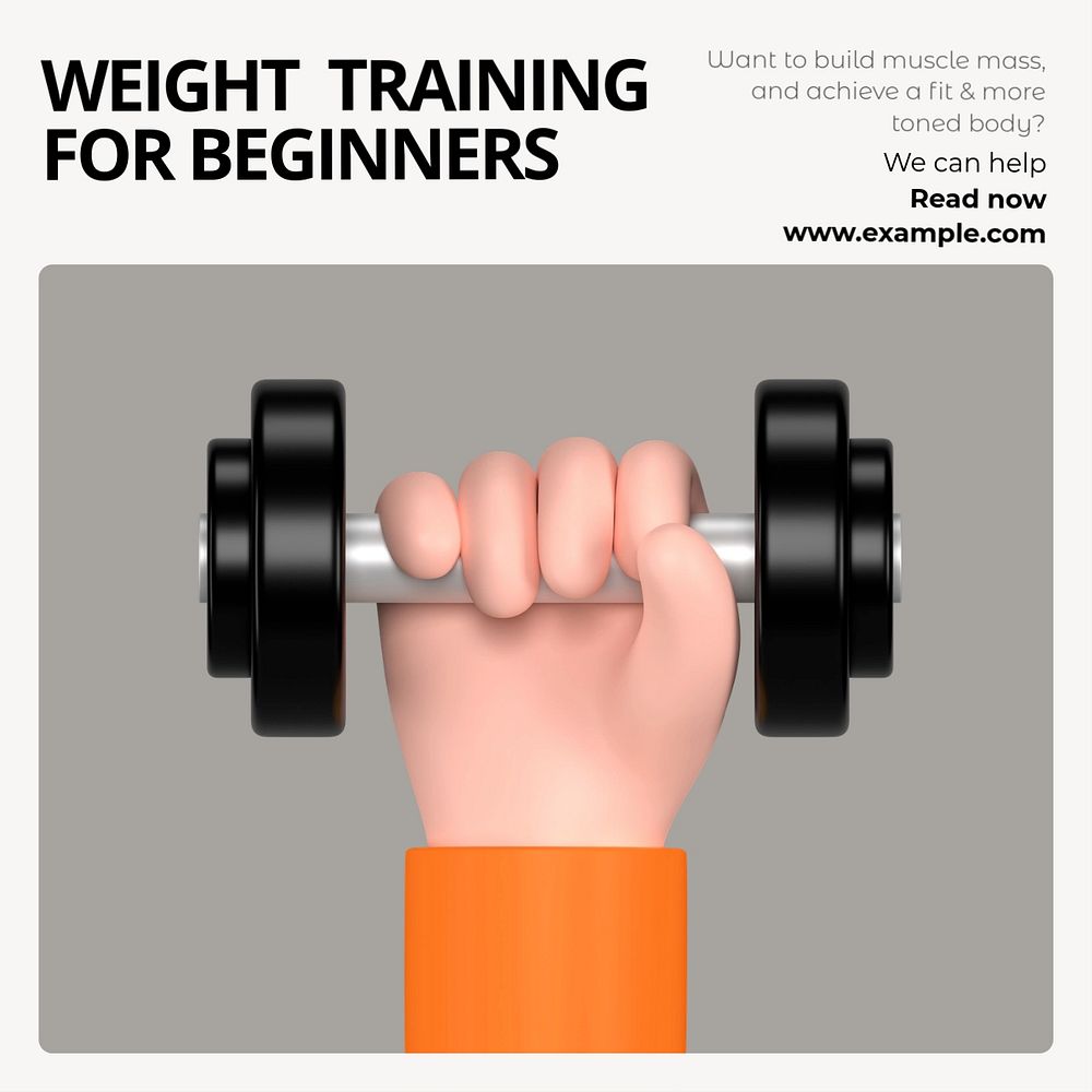 Weight Training Instagram post template, editable text