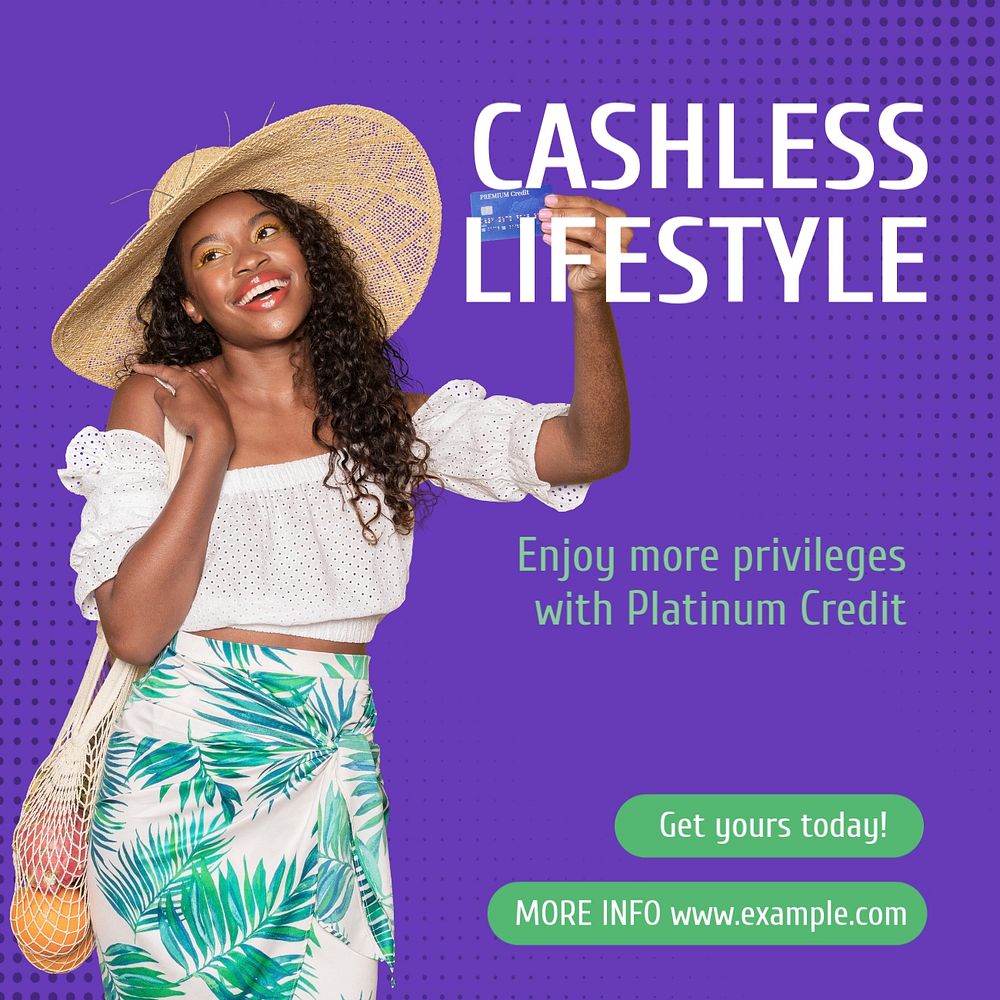 Cashless lifestyle Instagram post template, editable text