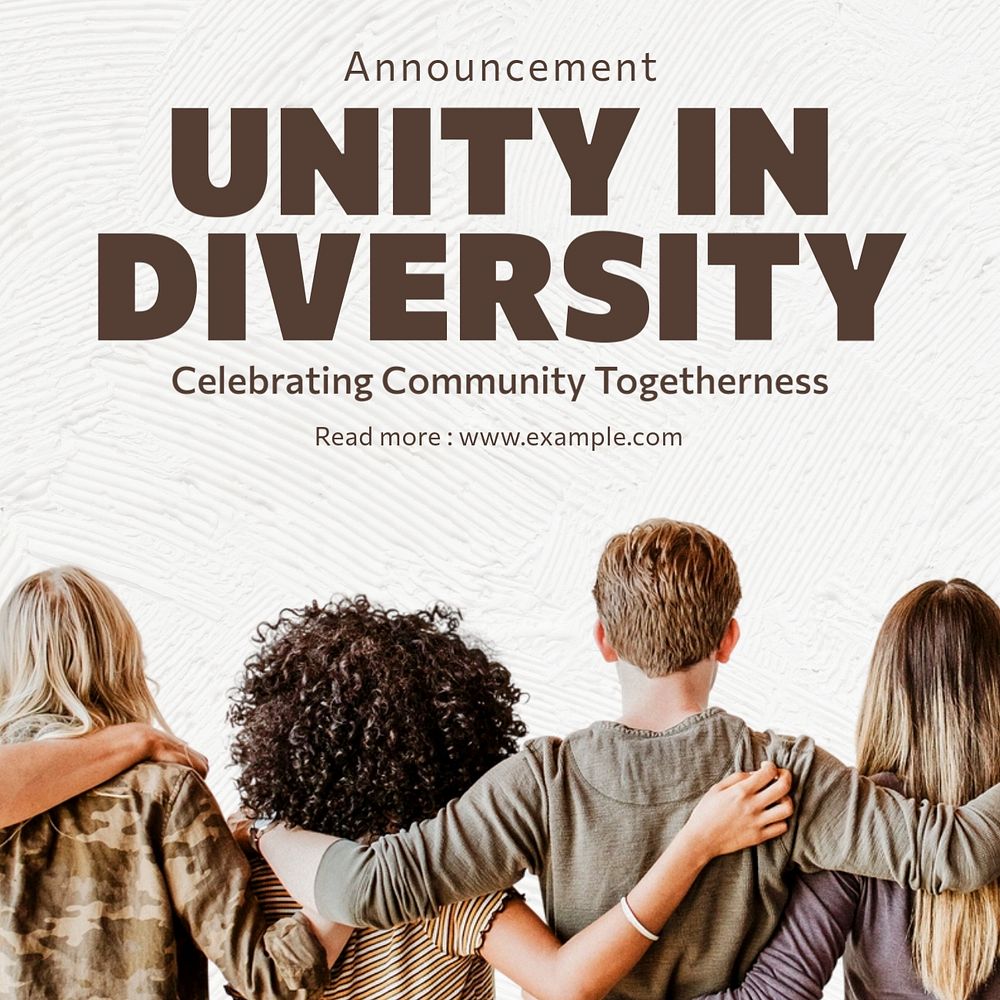 Unity in diversity Instagram post template, editable text