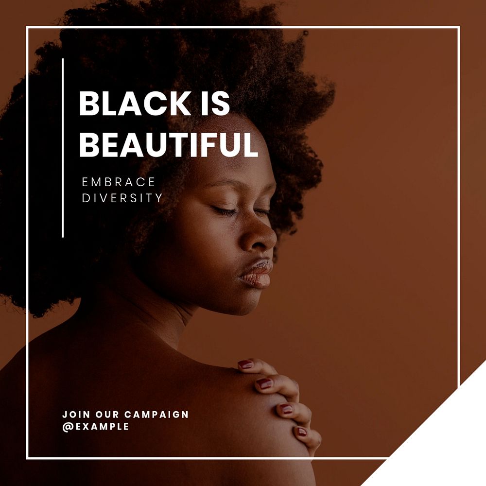 Black is beautiful Instagram post template, editable text