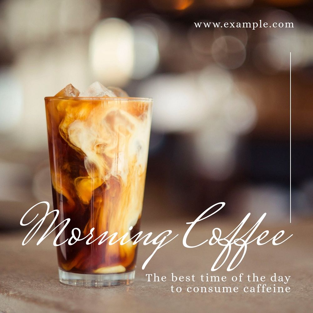 Morning coffee Instagram post template, editable text