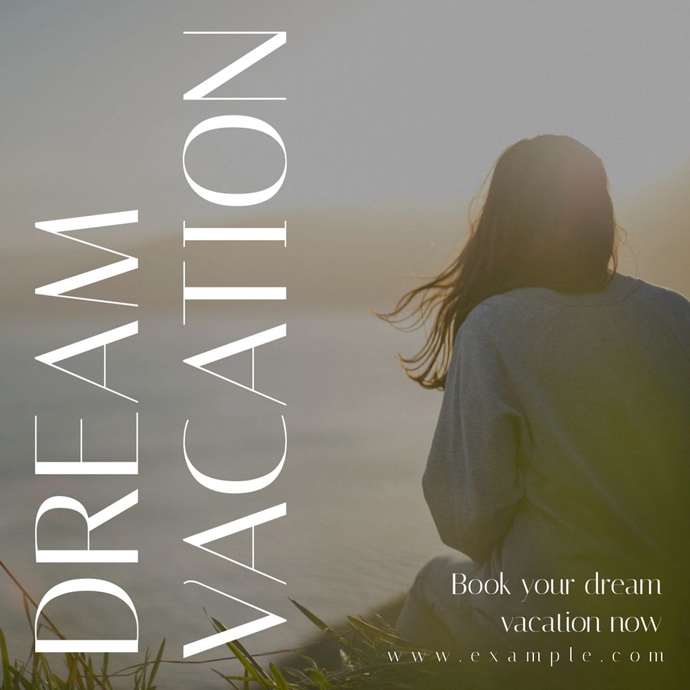 Dream vacation Instagram post template, editable text