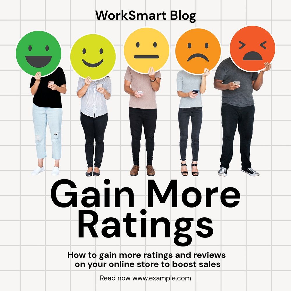 Gain ratings Instagram post template, editable text