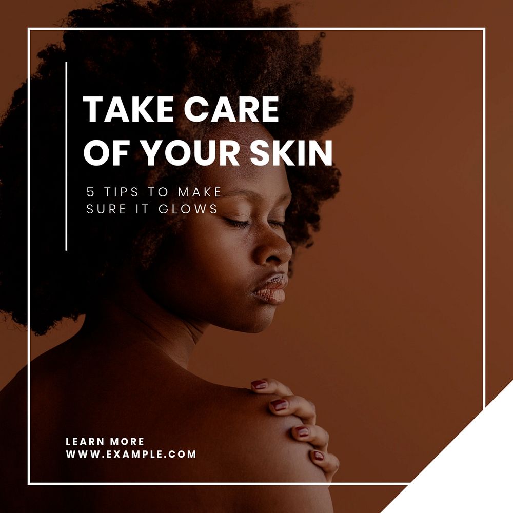 Skincare Instagram post template, editable text