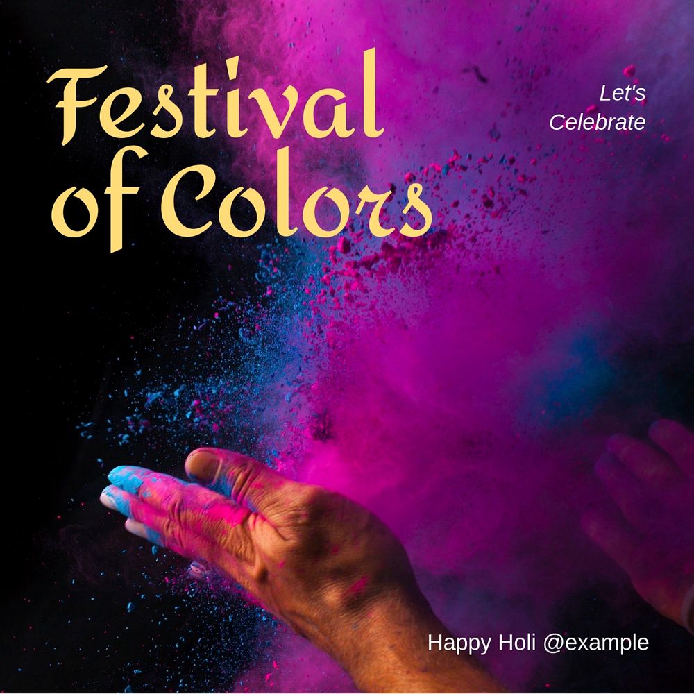 Holi festival Instagram post template, editable text