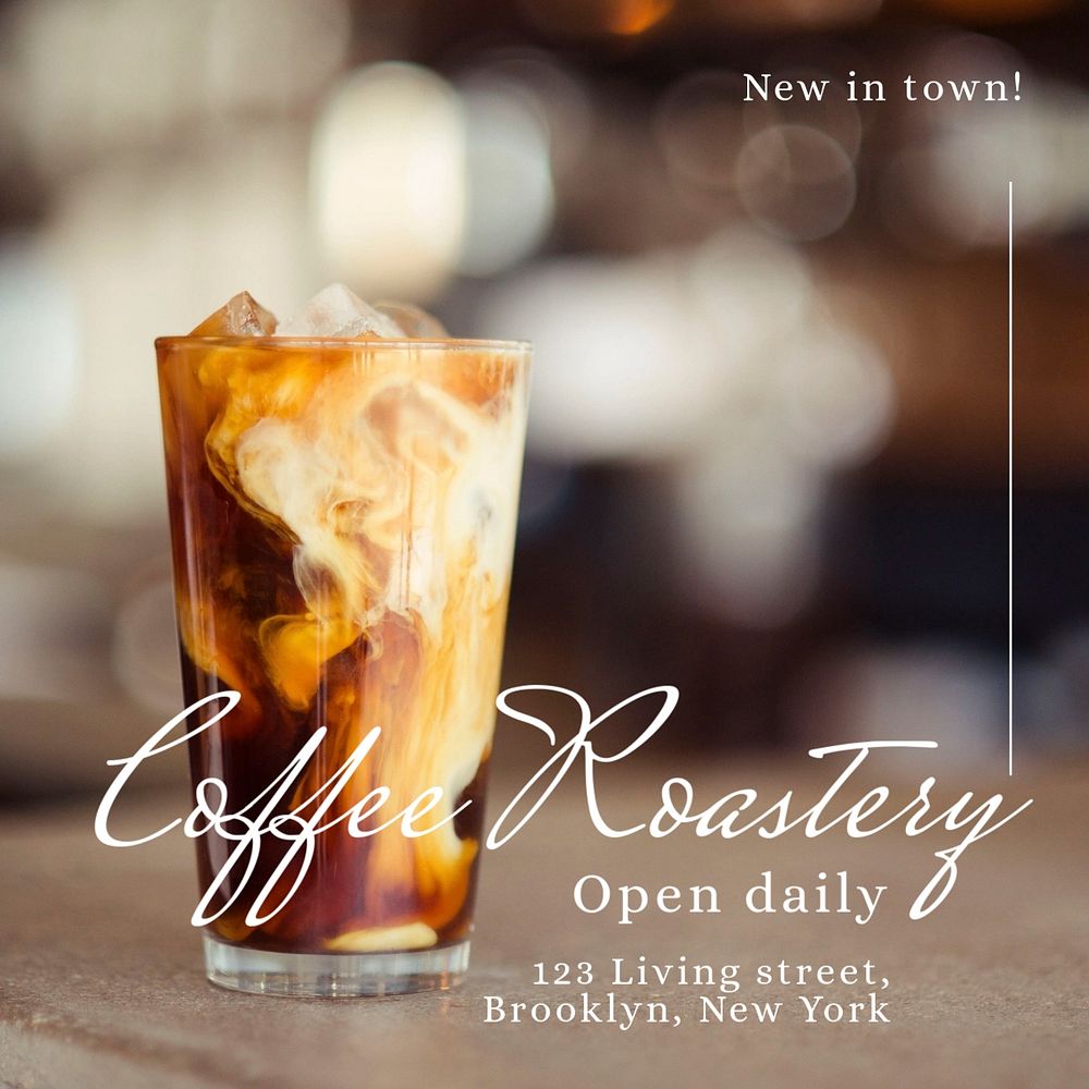 Coffee roastery Instagram post template, editable text