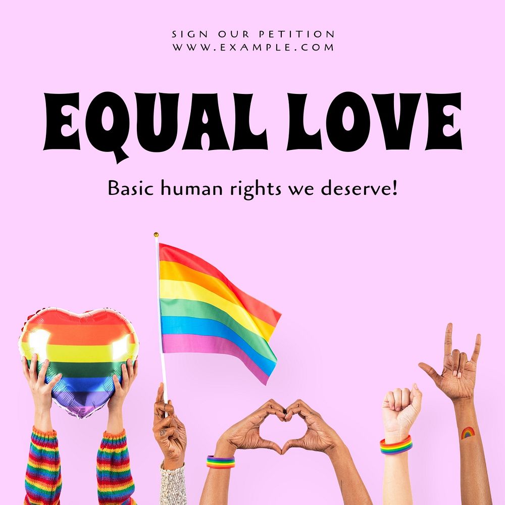 Equal love Instagram post template, editable text