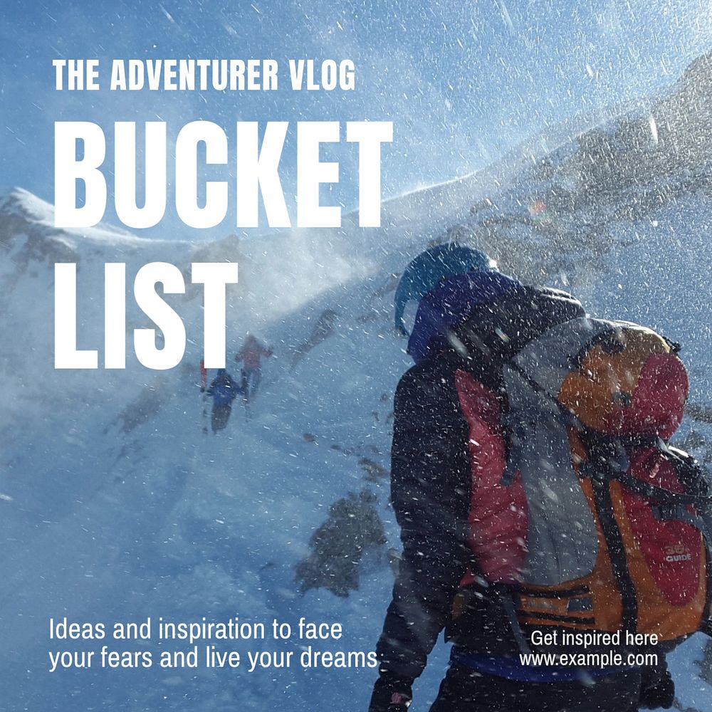 Bucket list Instagram post template, editable text