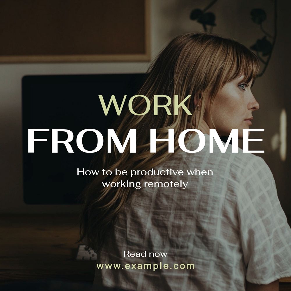 Work from home Instagram post template, editable text