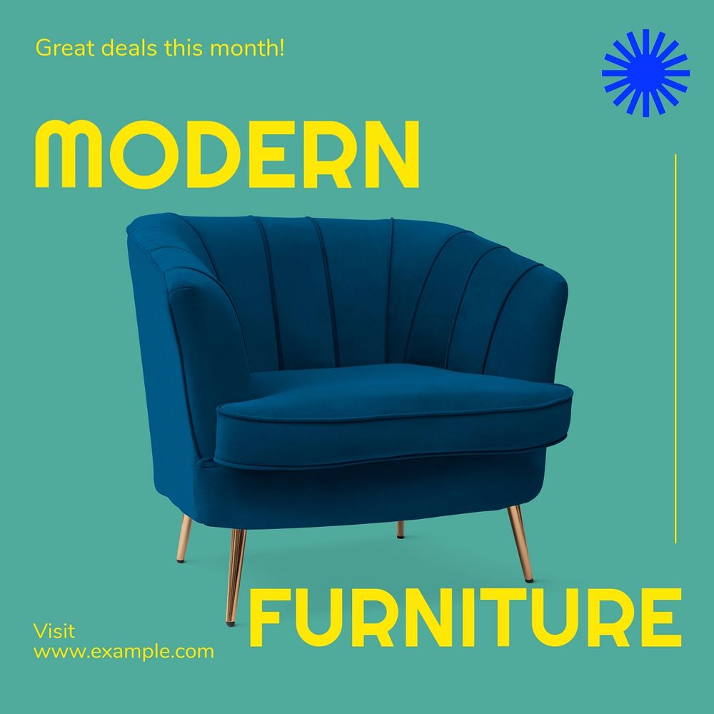 Modern furniture Instagram post template, editable text