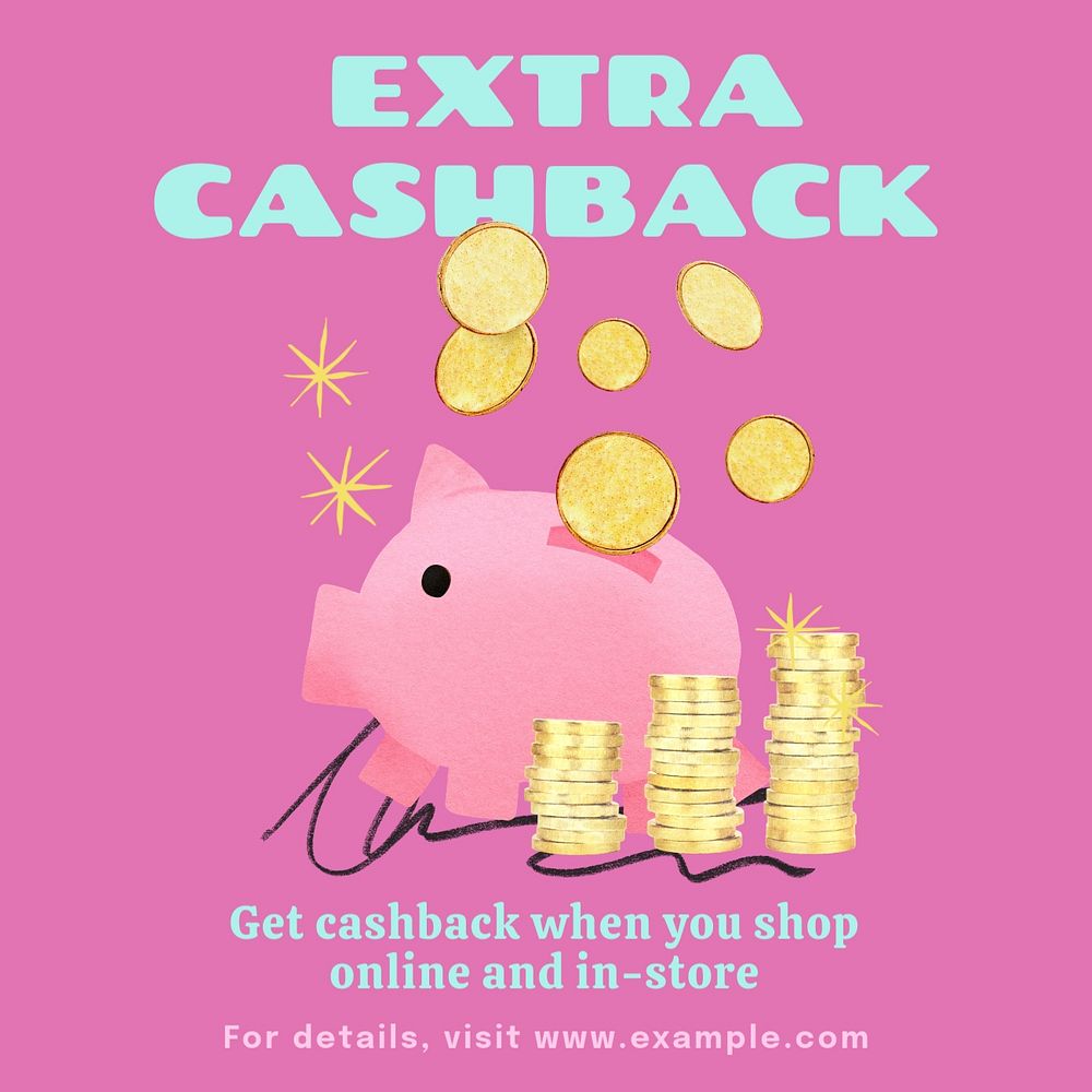 Cashback Instagram post template, editable text