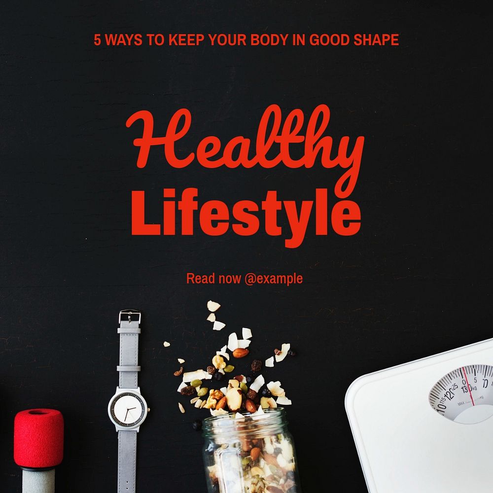 Healthy Lifestyle  Instagram post template, editable text