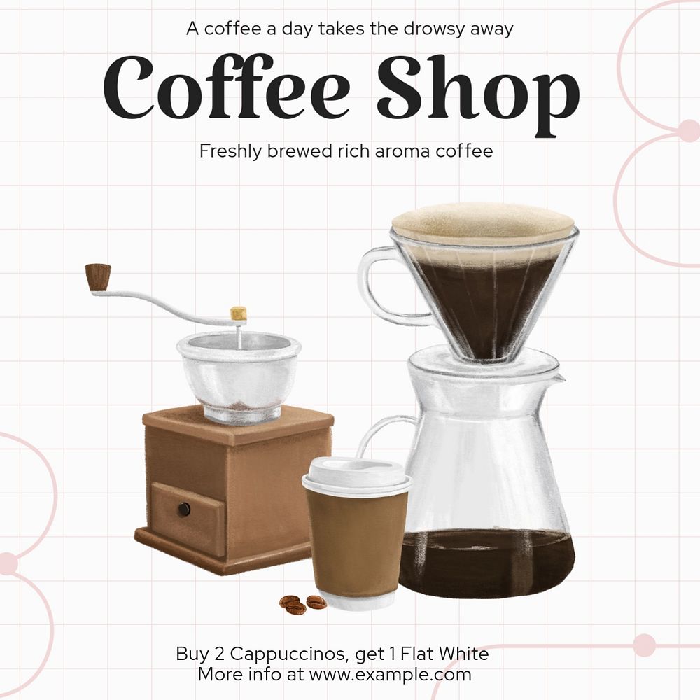 Coffee shop Instagram post template, editable text