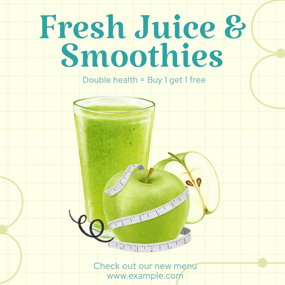 Juice cafe Instagram post template, editable text