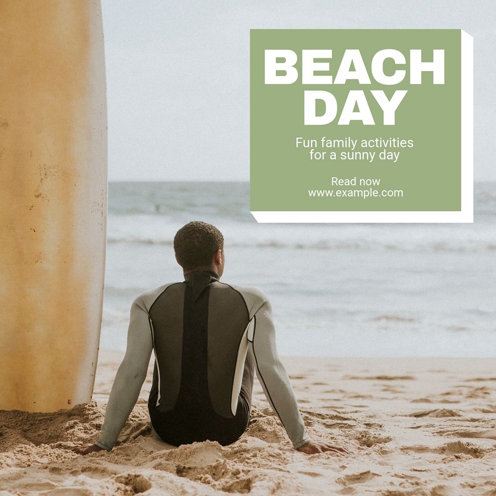 Beach day  Instagram post template, editable text