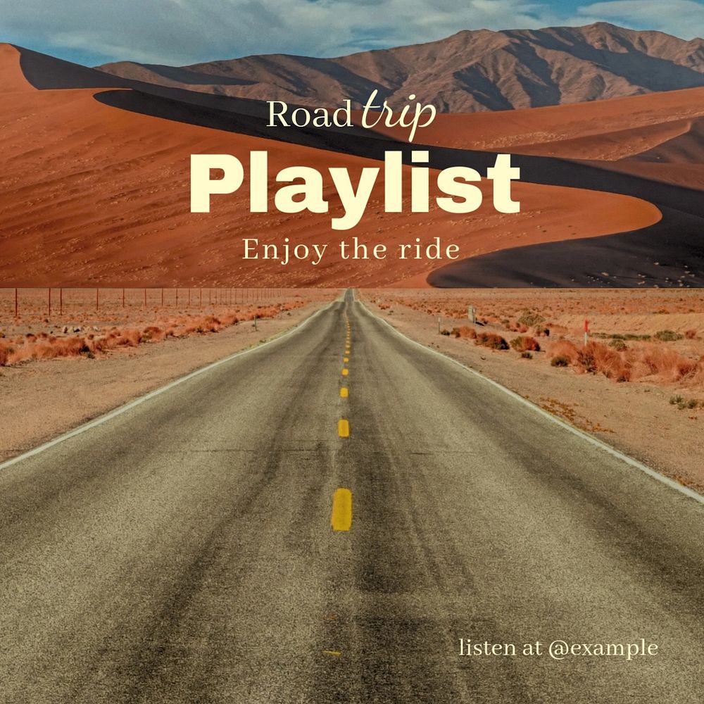 Music playlist Instagram post template, editable text