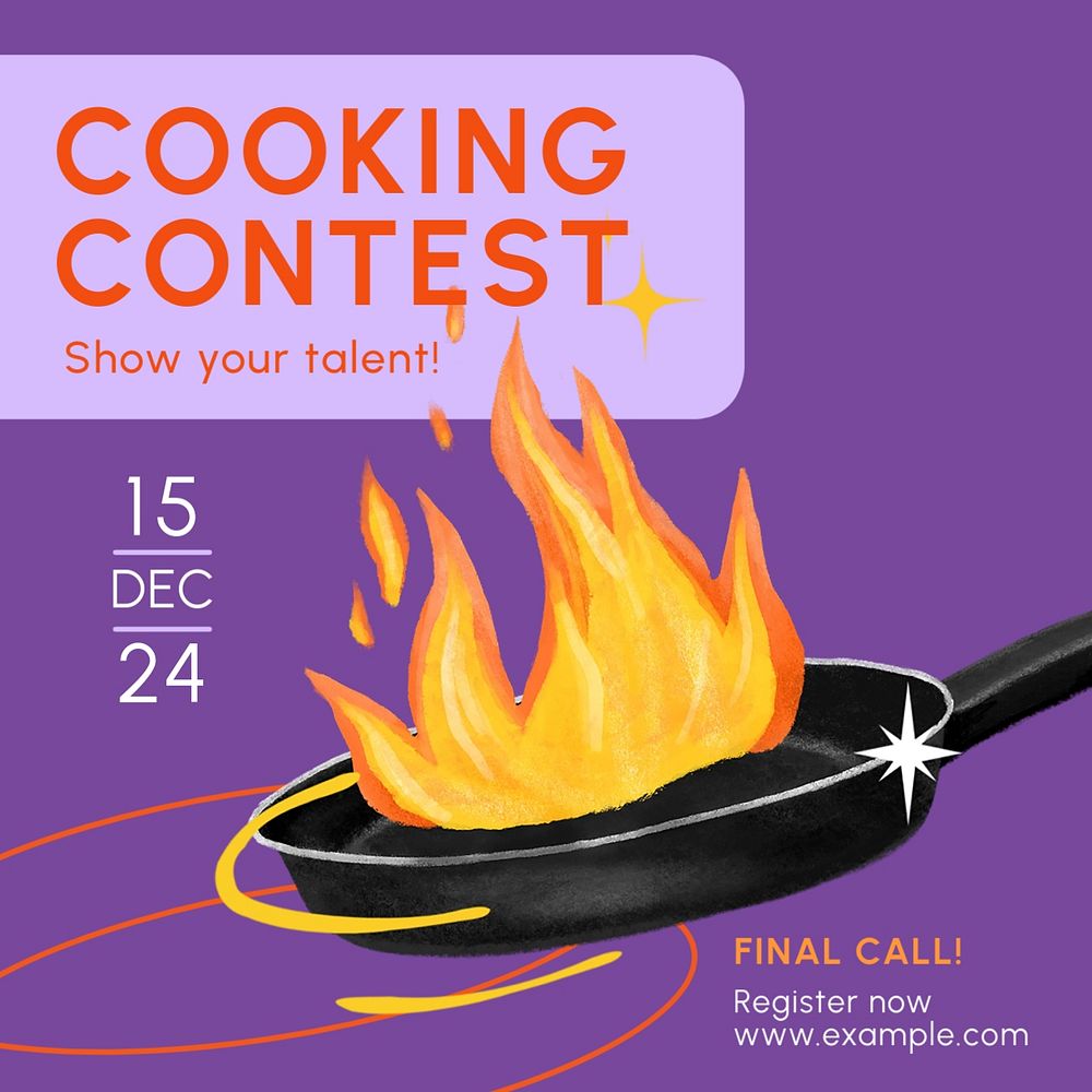 Cooking contest Instagram post template, editable text