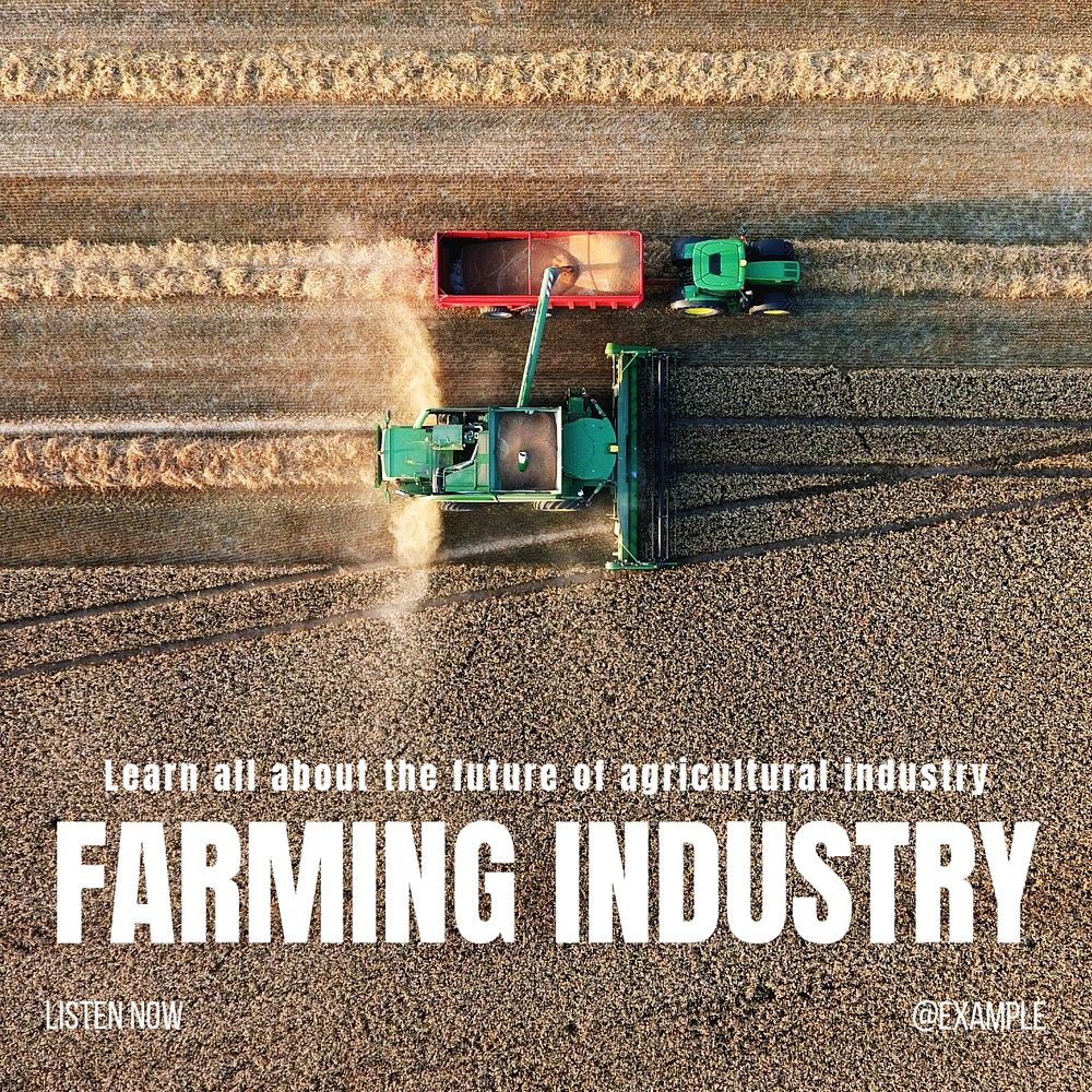 Farming industry Instagram post template, editable text