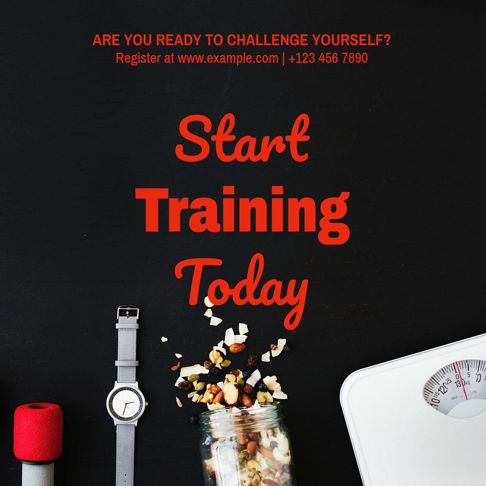 Training & fitness Instagram post template, editable text