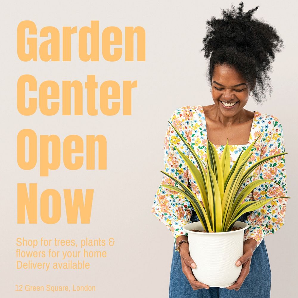 Garden center Instagram post template, editable text