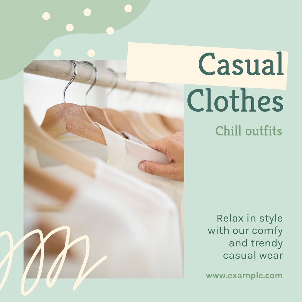 Casual clothes Instagram post template, editable text