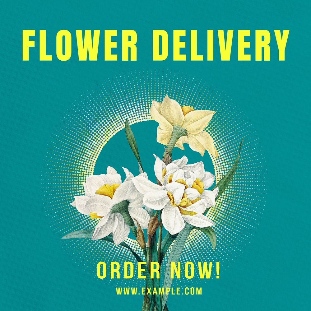 Flower delivery Facebook post template, editable design