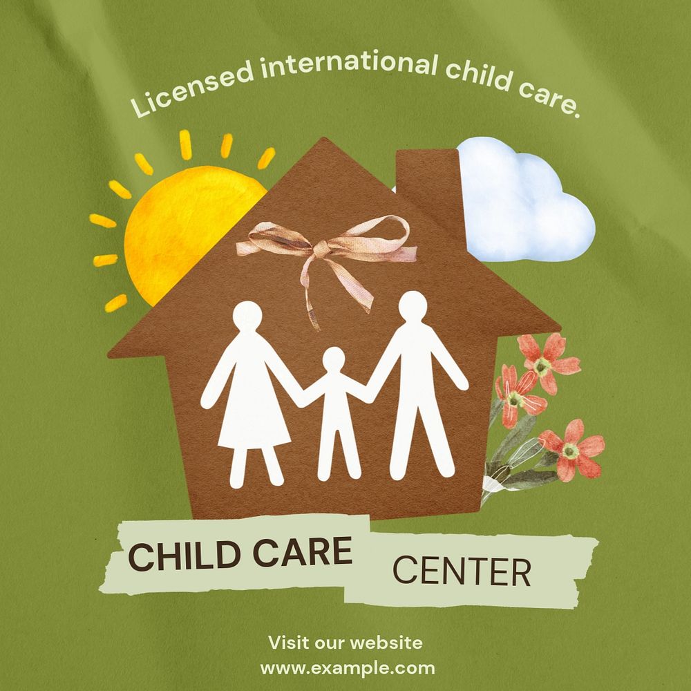 Child care center post template, editable social media design