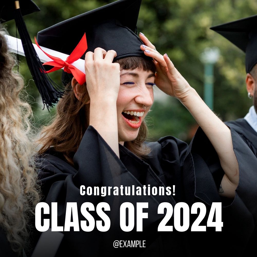 Graduation Instagram post template, editable text