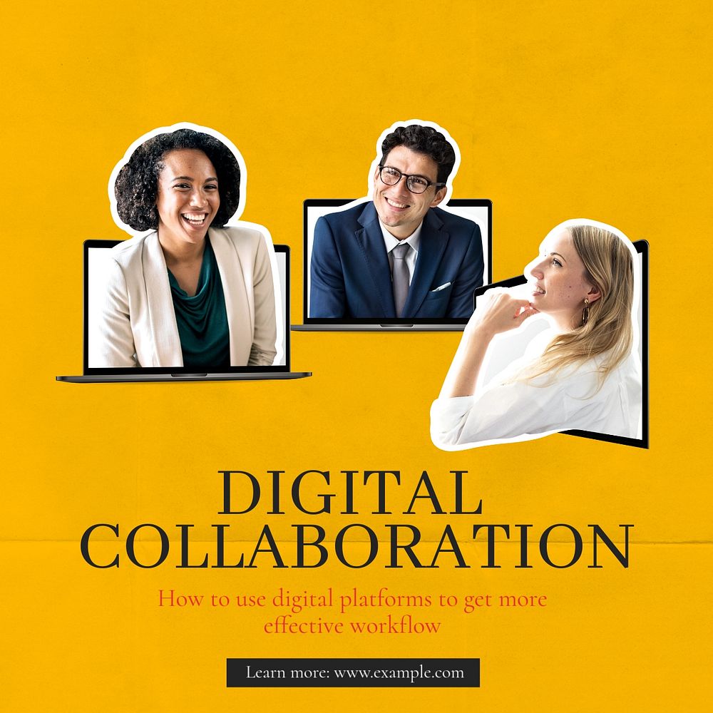 Digital collaboration Instagram post template, editable text