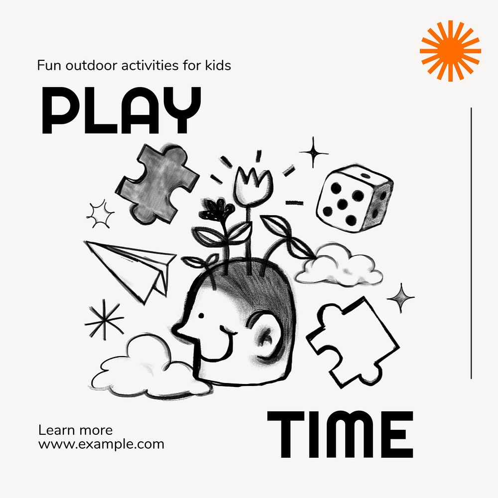 Play time Instagram post template, editable text