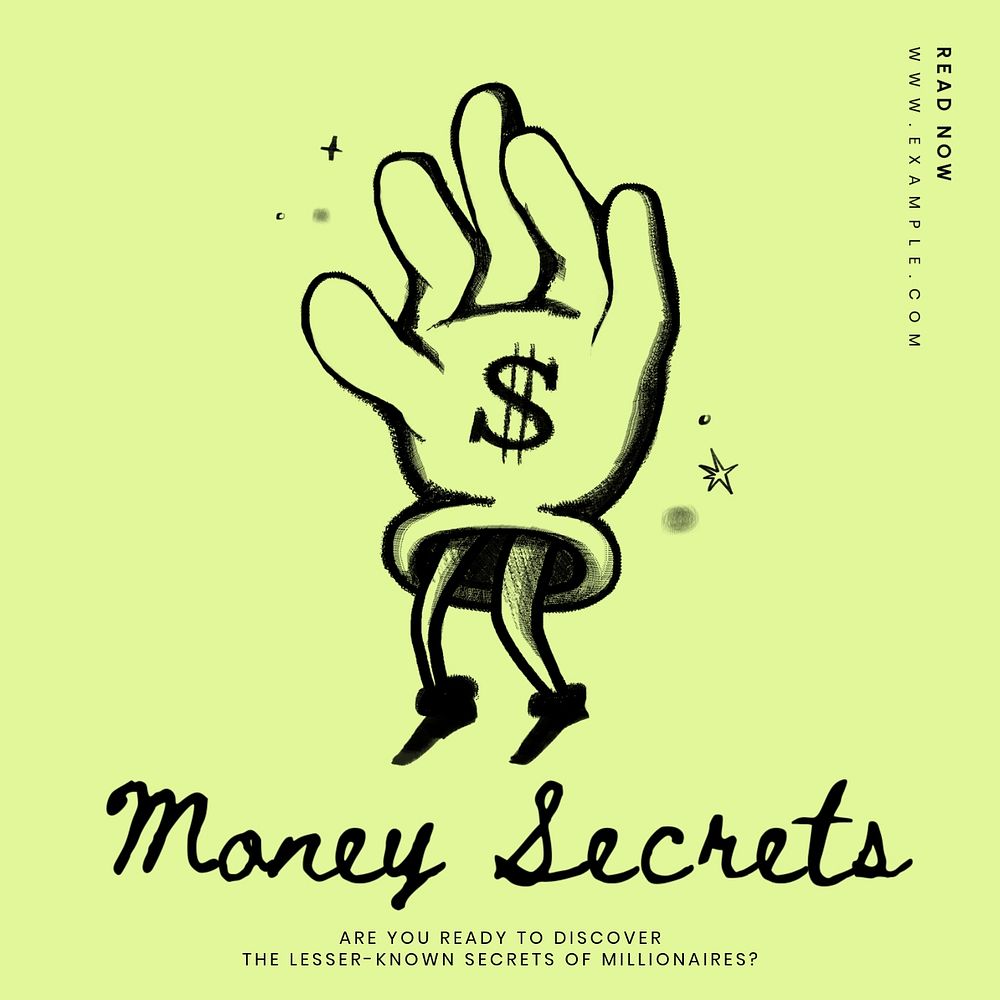 Money secrets Facebook post template, editable design