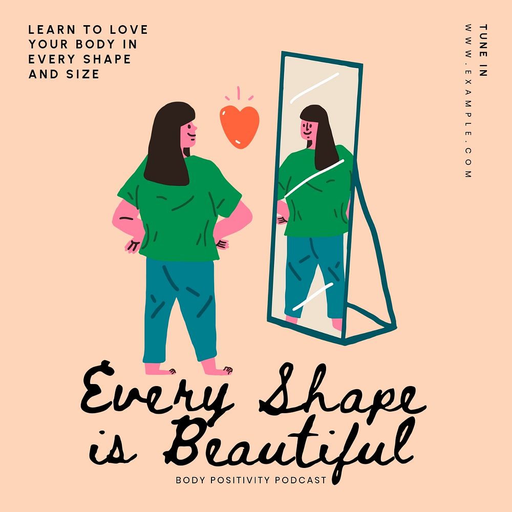 Body positivity Facebook post template, editable design