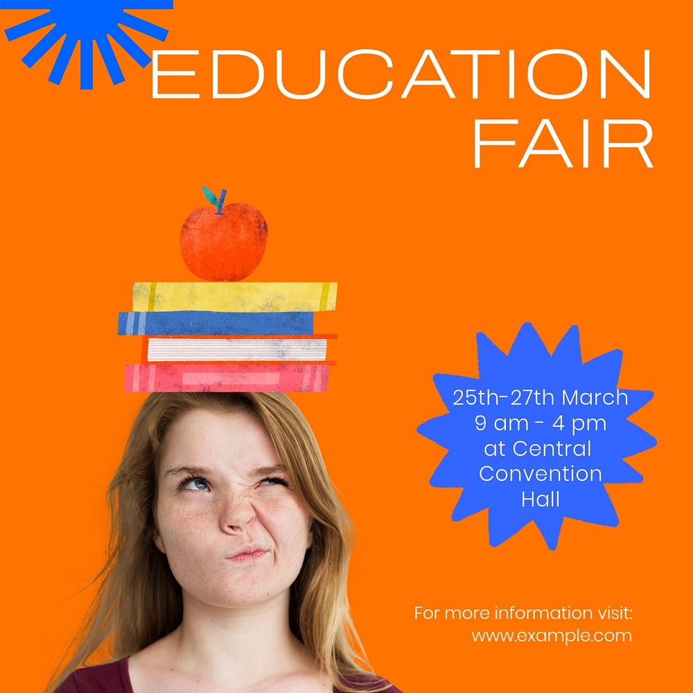 Education fair Instagram post template, editable text