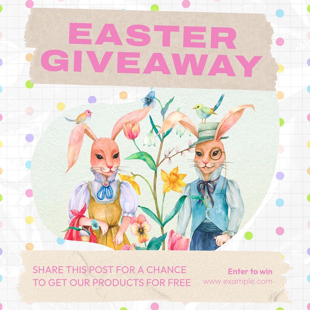 Easter giveaway  Instagram post template, editable text