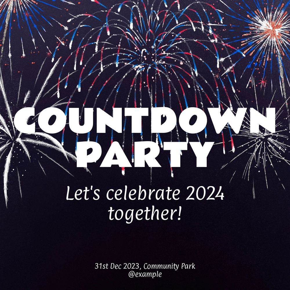 Countdown party  Instagram post template, editable text