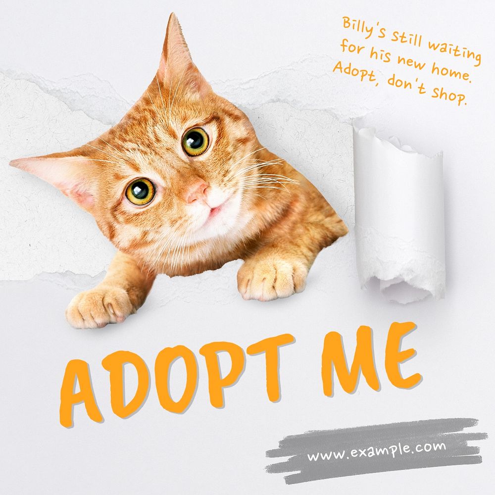 Adopt don't shop Instagram post template, editable text