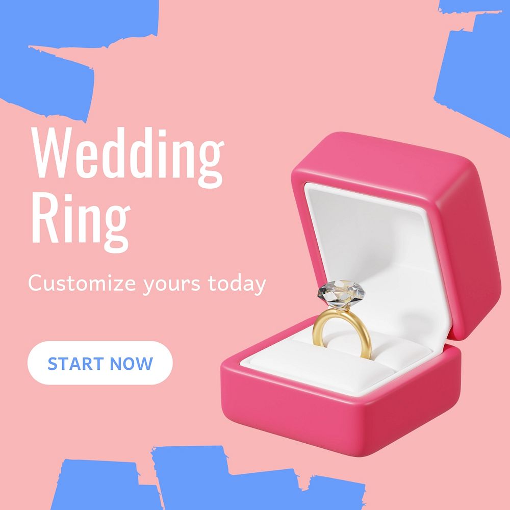 Wedding ring Instagram post template, editable text