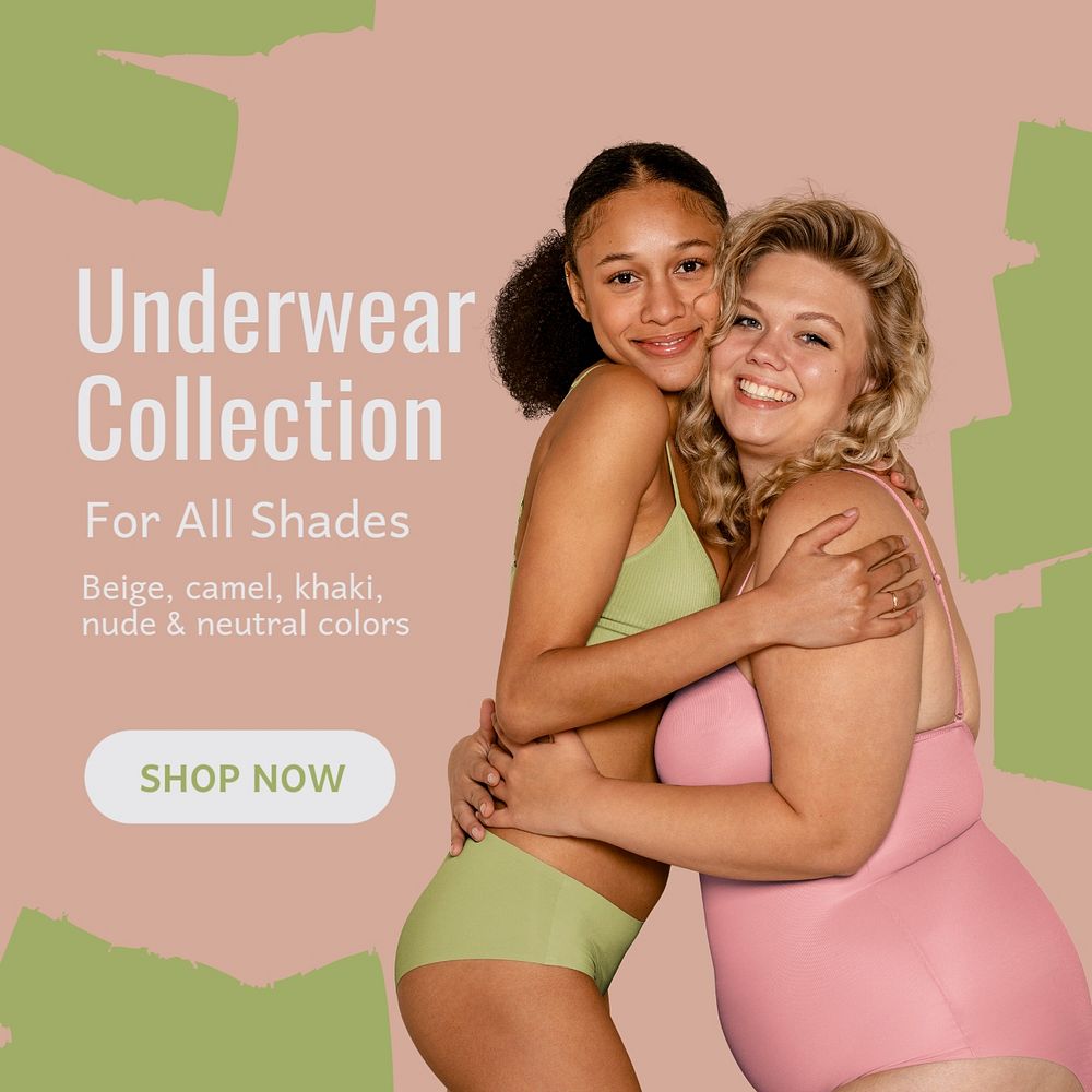 Underwear collection Instagram post template, editable text