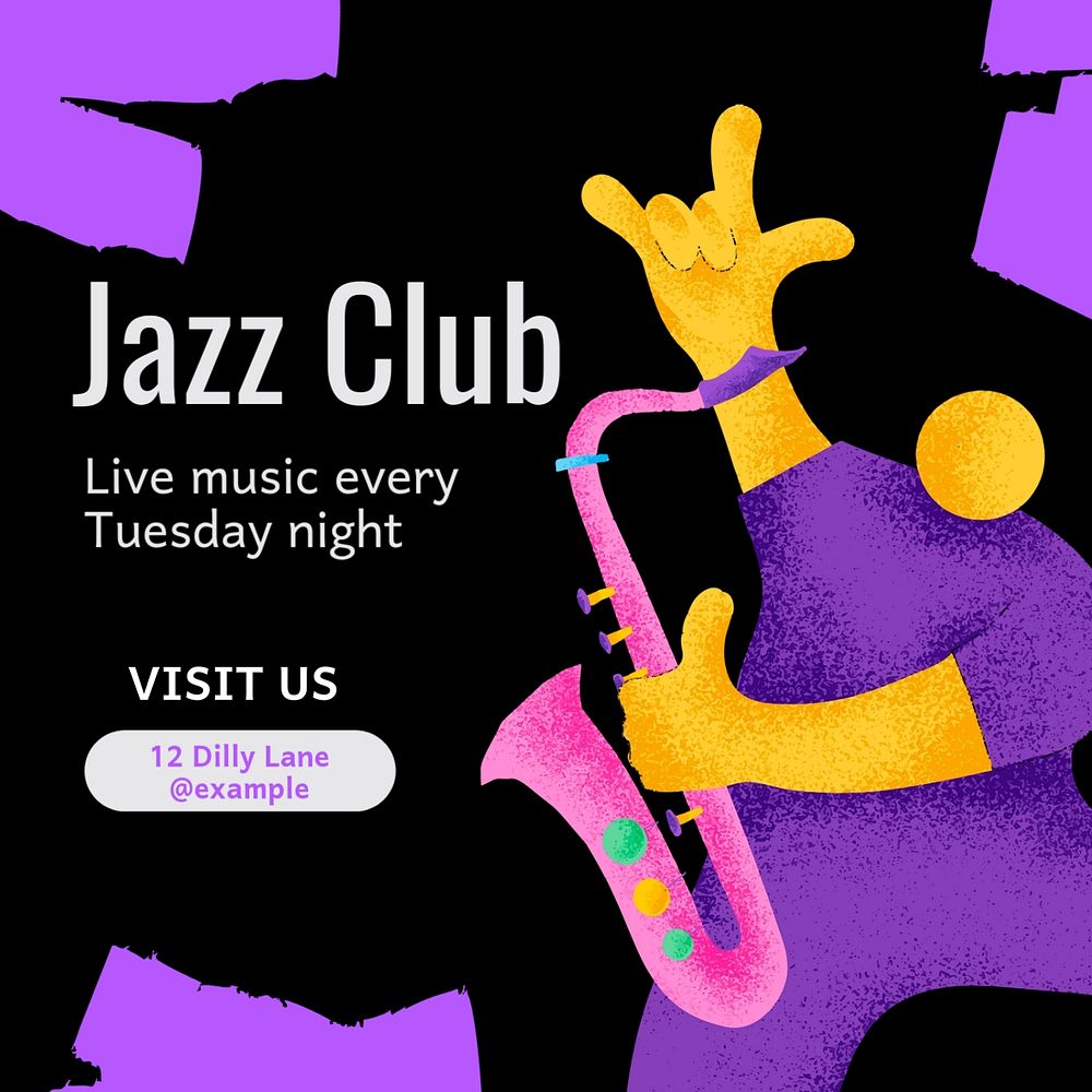 Jazz club Instagram post template, editable text