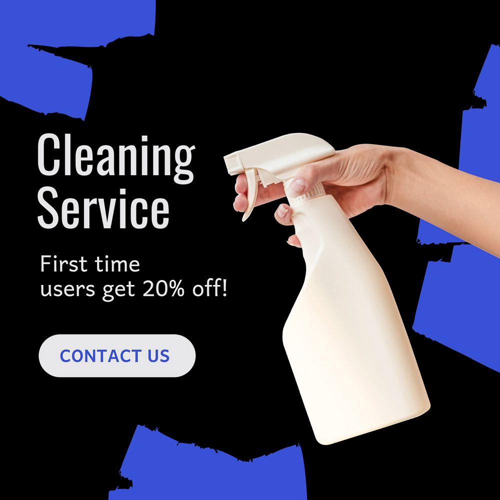 Cleaning service Instagram post template, editable text