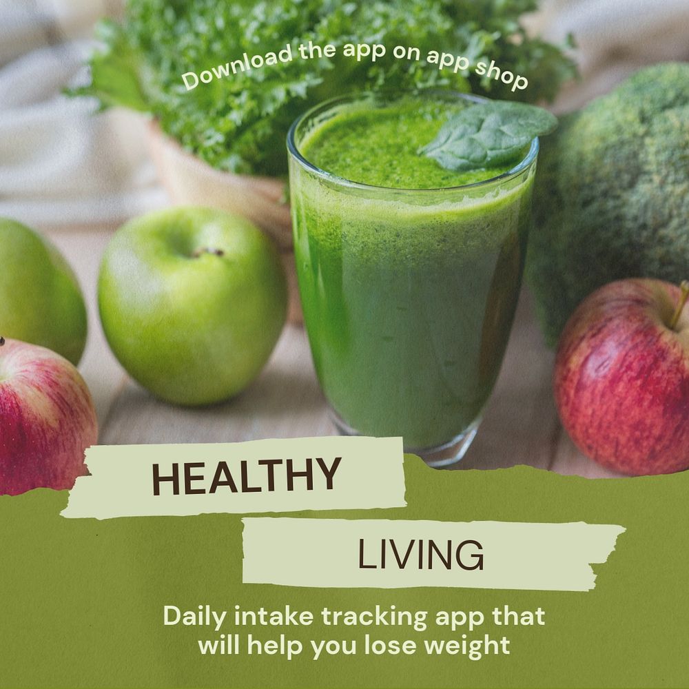 Healthy living Instagram post template, editable text