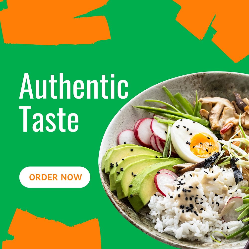 Delicious food Instagram post template, editable text