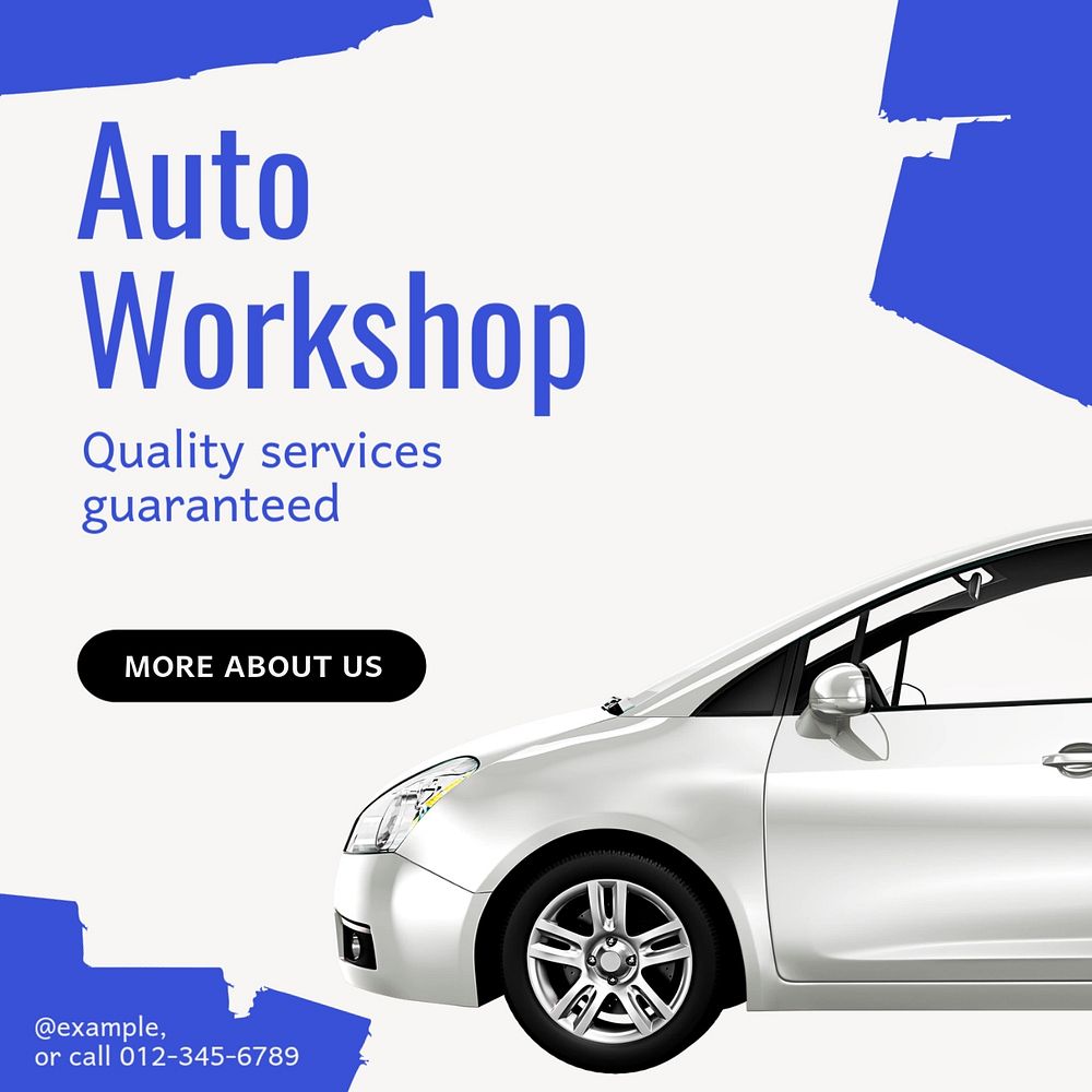 Auto & car workshop Instagram post template, editable text