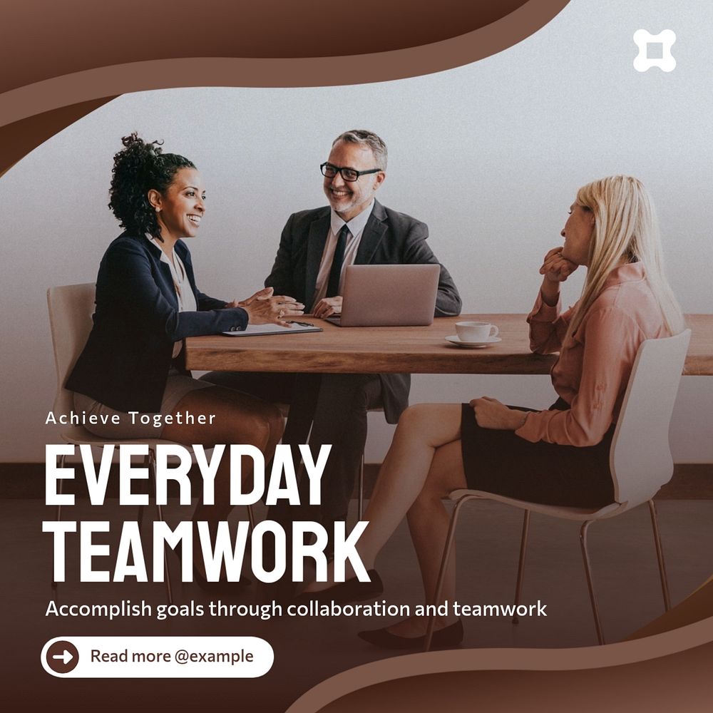 Teamwork Instagram post template, editable design