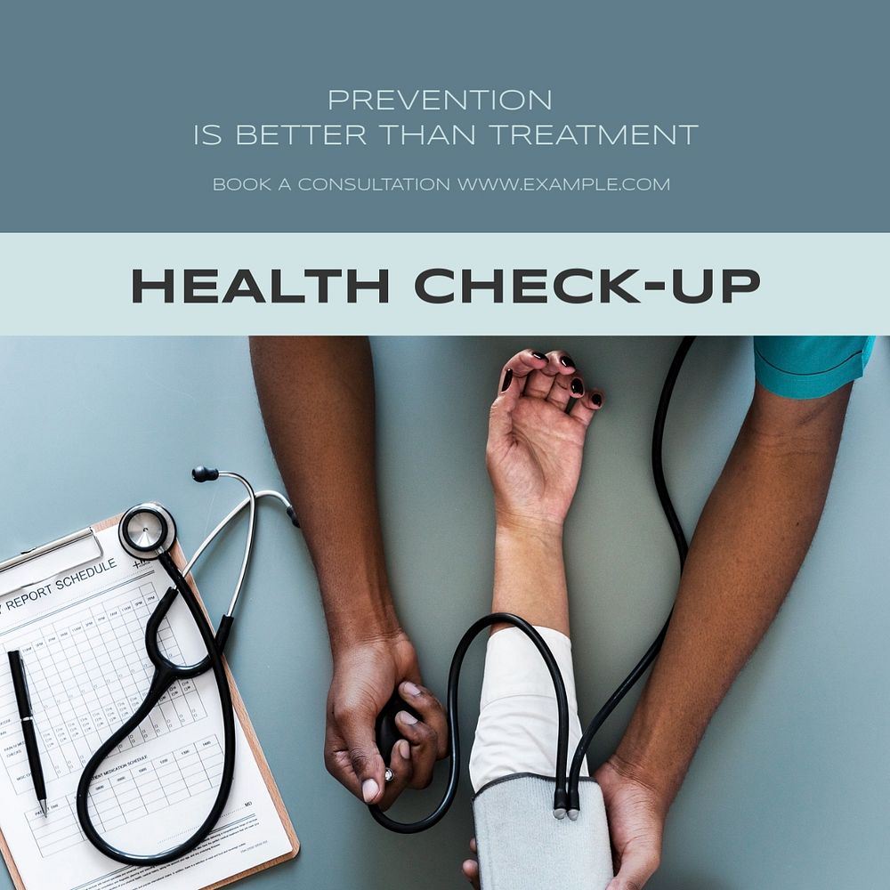 Health check-up Instagram post template, editable text