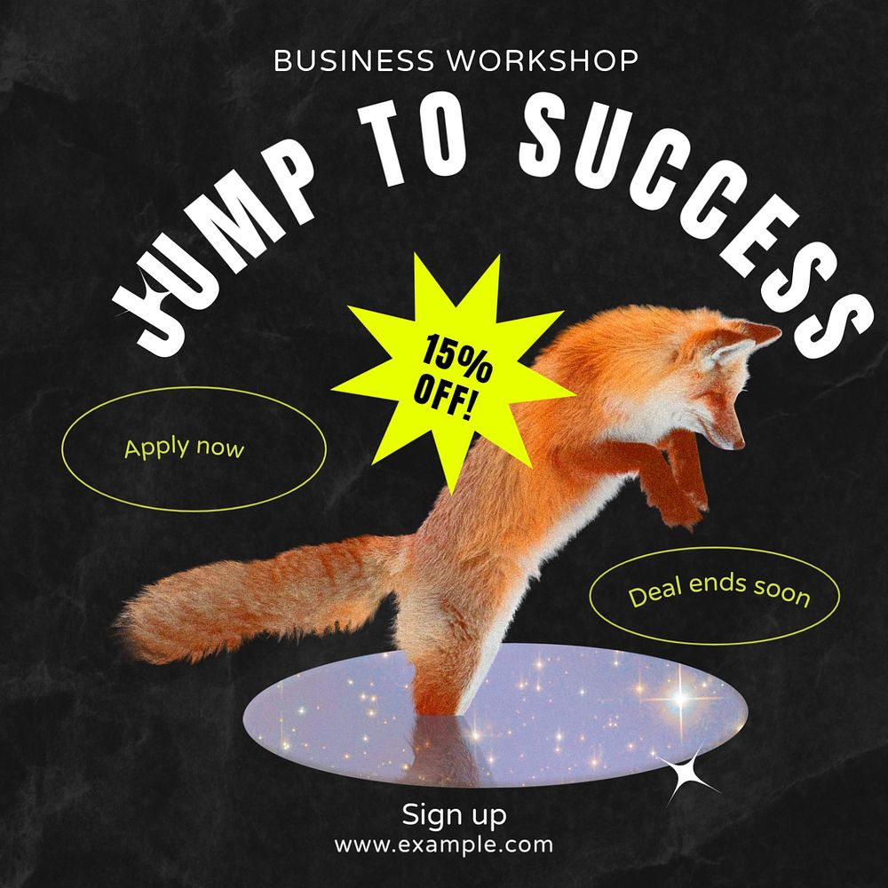 Jump to success Instagram post template, editable text