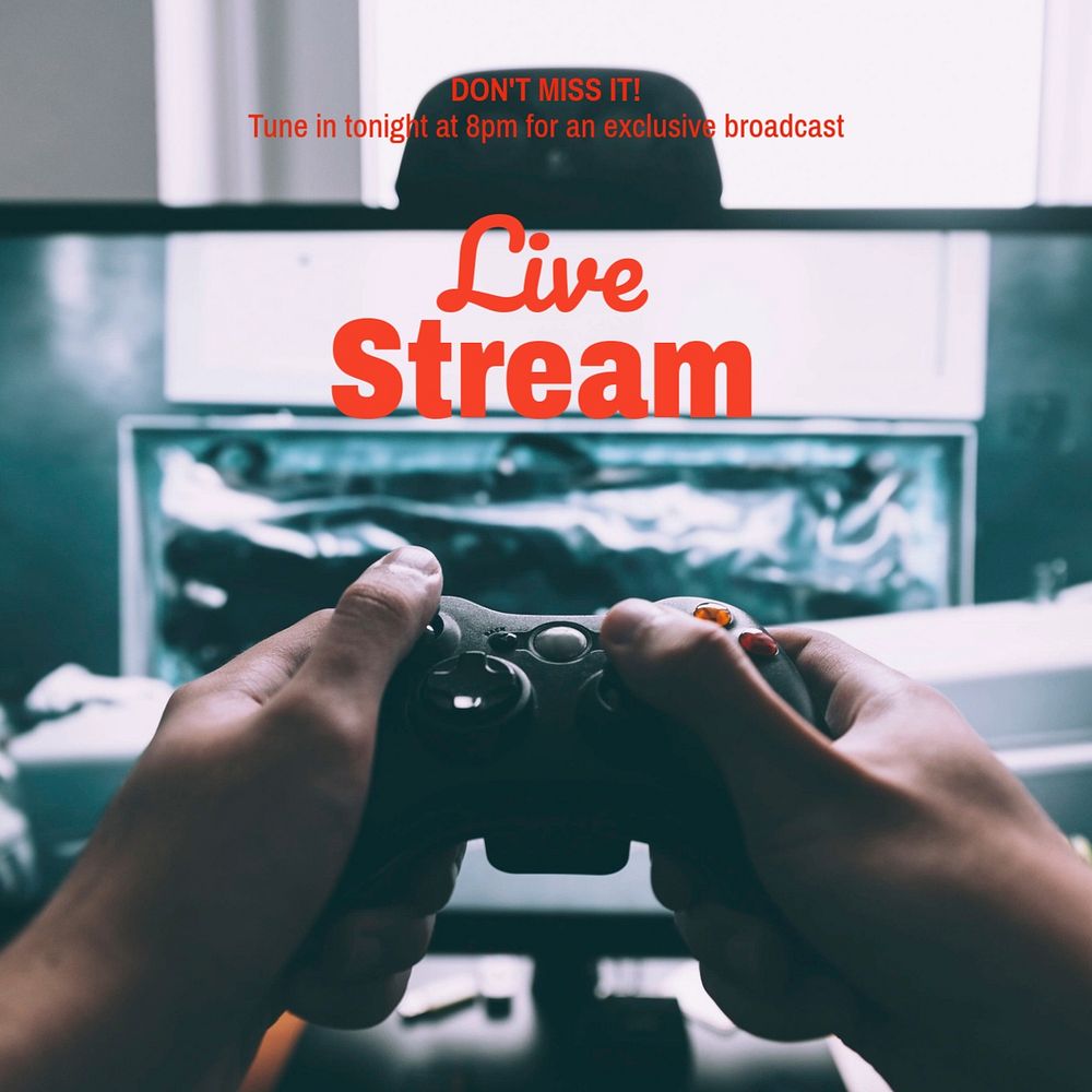 Live stream Instagram post template, editable text