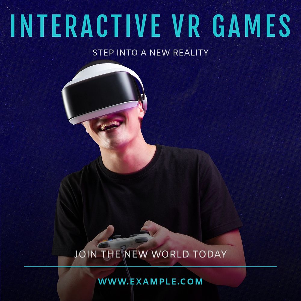 VR games  Instagram post template, editable text