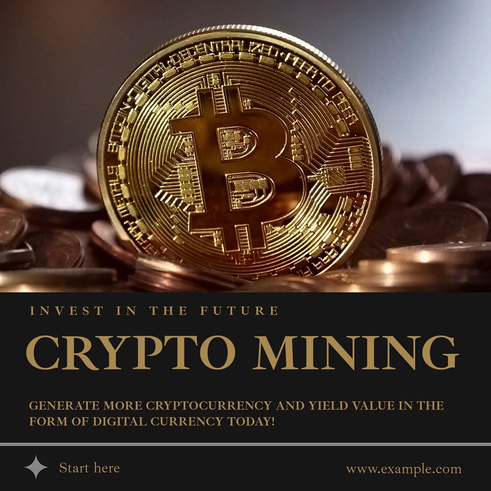 Crypto mining  Instagram post template, editable text