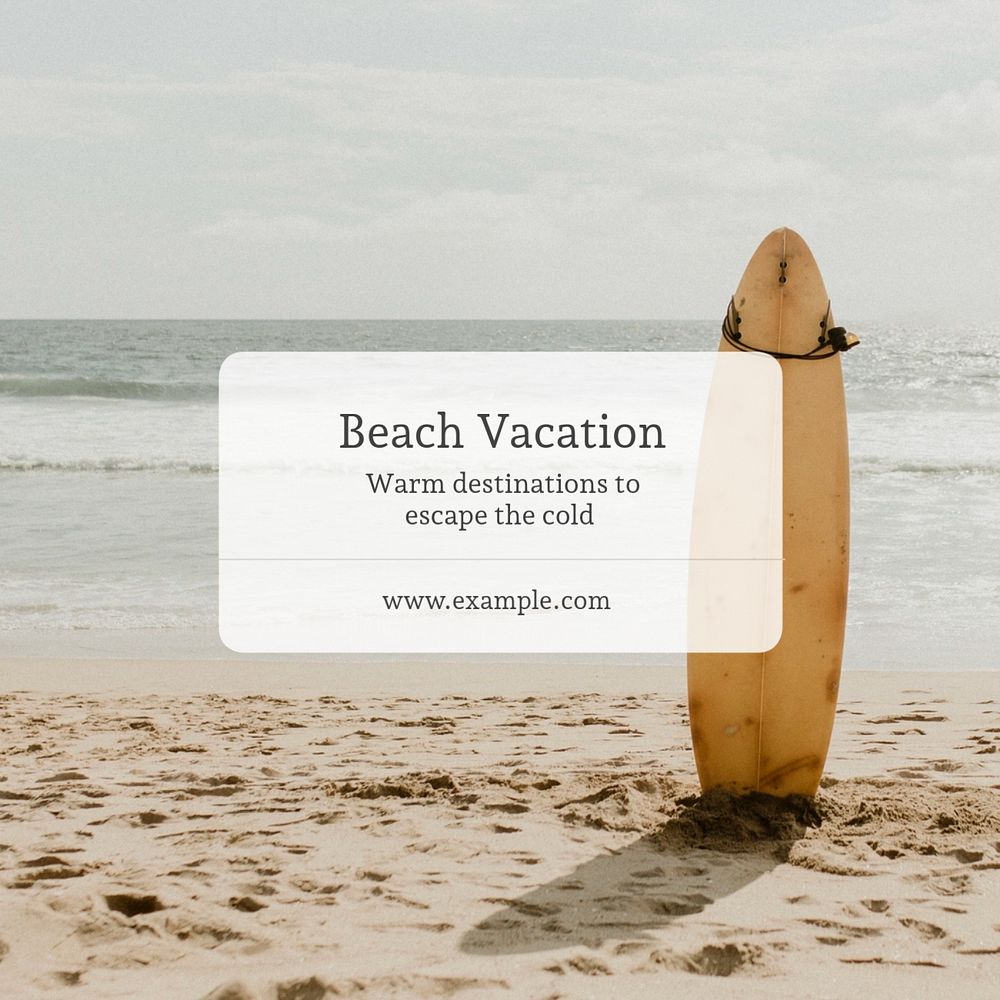 Beach vacation Instagram post template, editable text